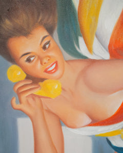 Pinup Oil Painting on The phone Gal