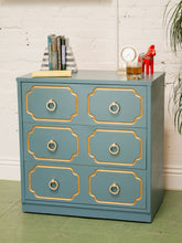 Load image into Gallery viewer, Blue Mid 20th Century Espana Chest in the Style of Dorothy Draper
