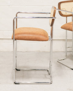 Chrome and Rattan Counter Stool