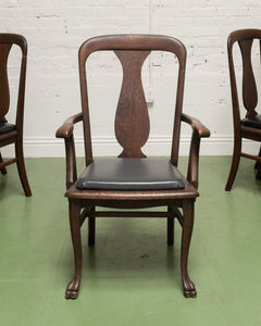 Set of 6 Antique Oak Lions Claw Dining Chairs