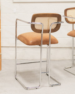 Chrome and Rattan Counter Stool