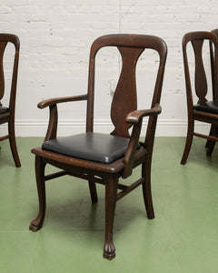 Set of 6 Antique Oak Lions Claw Dining Chairs