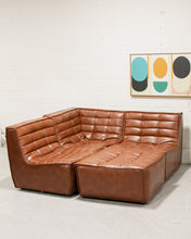 Load image into Gallery viewer, Recycled Leather 3 Piece and Ottoman Juno Sofa
