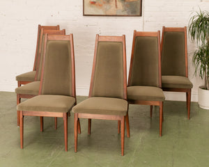 Deep Sage Green Vintage Drexel Dining Chairs (set of 6)