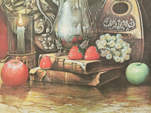 Vintage Still Life Fruits Flowers Print