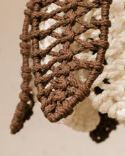 Load image into Gallery viewer, Macrame Brown and Cream Hanging Lamp
