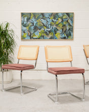 Load image into Gallery viewer, Dusty Rose Rattan and Chrome Chair
