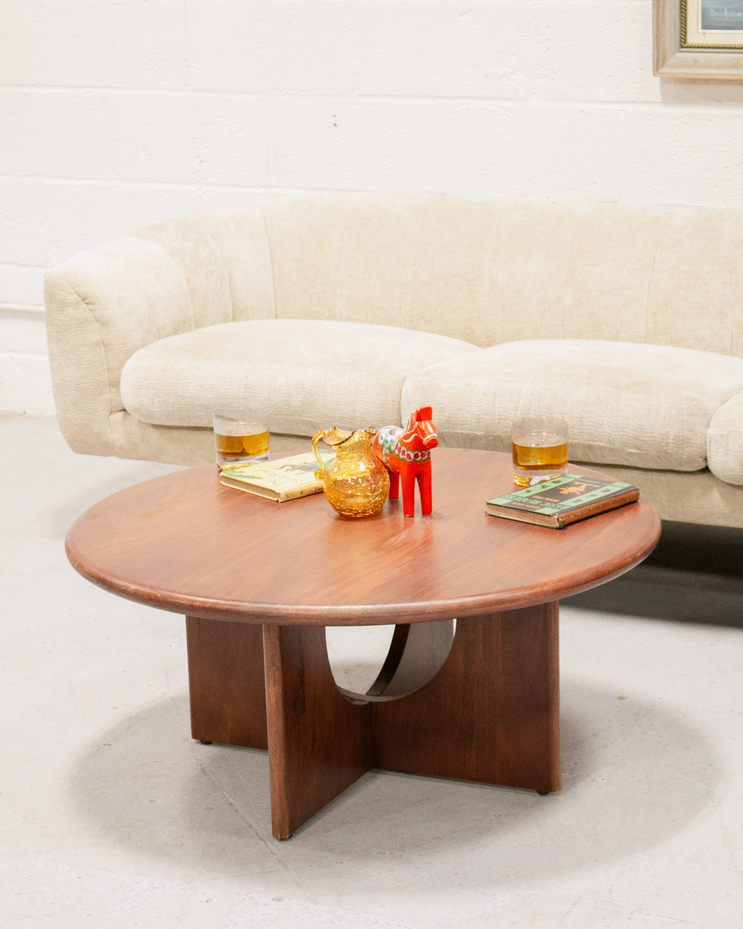 Walnut Sculptural Base Coffee Table