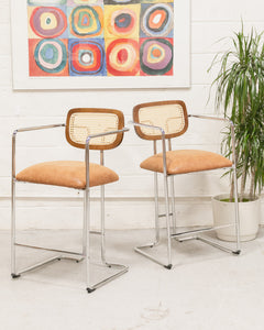 Chrome and Rattan Counter Stool