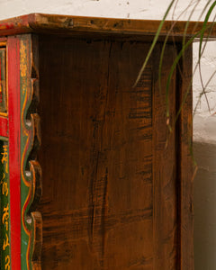 Hand Painted Ornate Cabinet with Flowers from Tibet circa 1920's