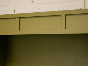 Vintage Olive Green Campaign Style Bookshelf/Hutch Cabinet