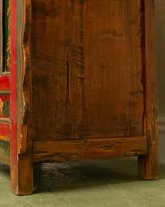 Hand Painted Ornate Cabinet with Flowers from Tibet circa 1920's