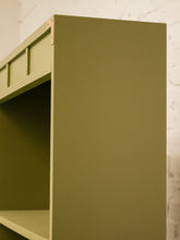 Load image into Gallery viewer, Vintage Olive Green Campaign Style Bookshelf/Hutch Cabinet
