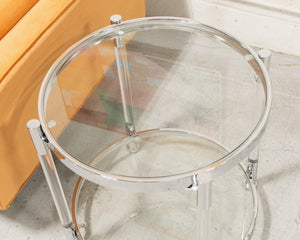 Chrome and Glass Side Table Large