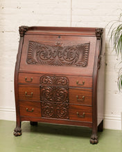 Load image into Gallery viewer, Late 19th-Early 20th C. Mahogany Renaissance Drop Front Bureau
