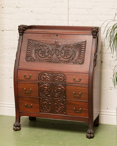 Late 19th-Early 20th C. Mahogany Renaissance Drop Front Bureau