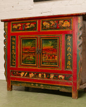 Load image into Gallery viewer, Hand Painted Ornate Cabinet with Flowers from Tibet circa 1920&#39;s
