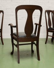 Load image into Gallery viewer, Set of 6 Antique Oak Lions Claw Dining Chairs
