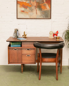 1960s Mainline for Hooker Furniture Floating Walnut Wood Executive Desk