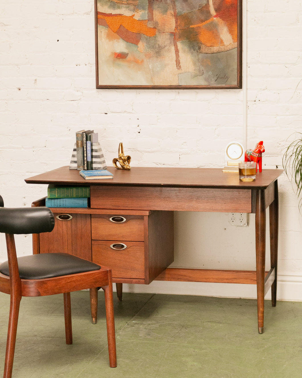 1960s Mainline for Hooker Furniture Floating Walnut Wood Executive Desk