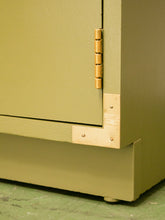 Load image into Gallery viewer, Vintage Olive Green Campaign Style Bookshelf/Hutch Cabinet
