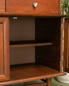 Mid-Century Modern Credenza with Silver  Accent Pulls