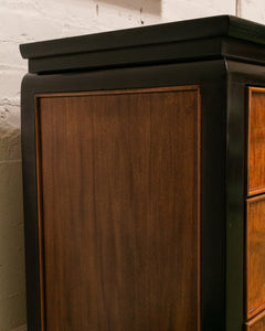 Vintage Black & Burlwood Chinoiserie Dresser by Century