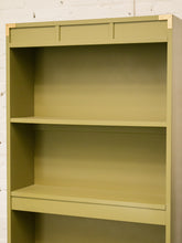 Load image into Gallery viewer, Vintage Olive Green Campaign Style Bookshelf/Hutch Cabinet
