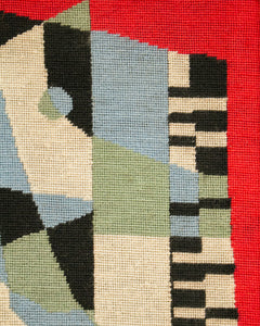 Large Fiber Art needlework tapestry in the manner of Stuart Davis