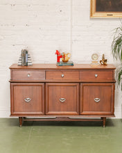 Load image into Gallery viewer, Mid-Century Modern Credenza with Silver  Accent Pulls
