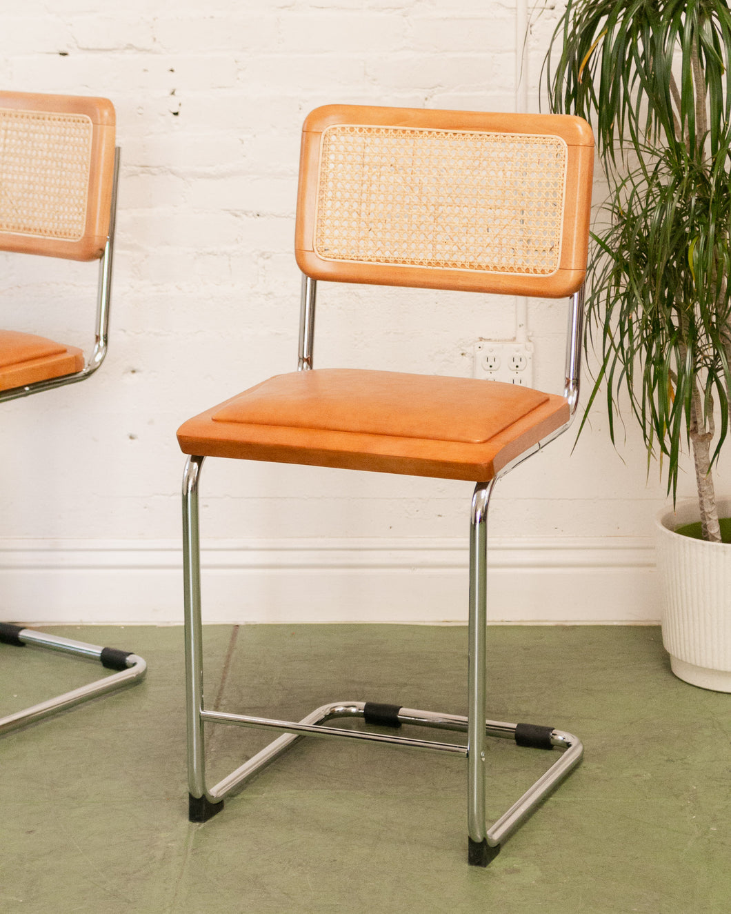 Brown Seat Cantilever Counter Stool