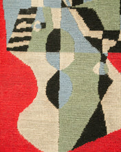 Load image into Gallery viewer, Large Fiber Art needlework tapestry in the manner of Stuart Davis
