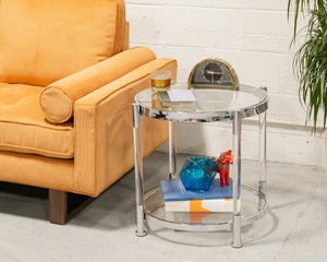 Chrome and Glass Side Table Large