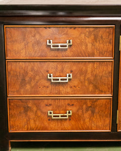 Vintage Black & Burlwood Chinoiserie Dresser by Century