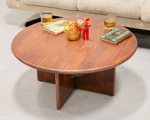 Walnut Sculptural Base Coffee Table