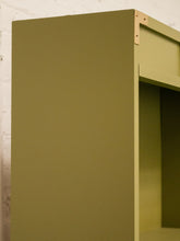 Load image into Gallery viewer, Vintage Olive Green Campaign Style Bookshelf/Hutch Cabinet
