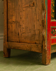 Hand Painted Ornate Cabinet with Flowers from Tibet circa 1920's