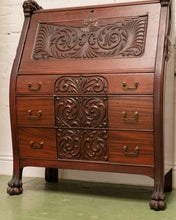 Load image into Gallery viewer, Late 19th-Early 20th C. Mahogany Renaissance Drop Front Bureau
