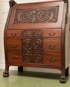 Late 19th-Early 20th C. Mahogany Renaissance Drop Front Bureau