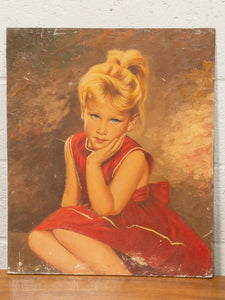 Little Girl in Red Dress Oil Painting