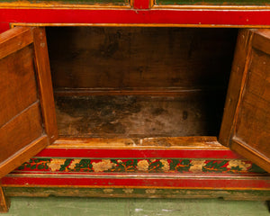 Hand Painted Ornate Cabinet with Flowers from Tibet circa 1920's