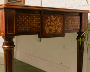 Early 19th Century Neoclassical Louis XVI Style Mahogany With Inlaid Satinwood &amp; Leather Top Writing Desk