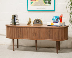 Walnut Tambour Credenza