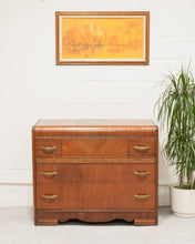 Load image into Gallery viewer, Walnut Art Deco Lowboy Dresser with Mirror
