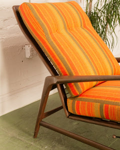 Ib Kofod Larsen Reclining Lounge Chair and Ottoman for Selibg, Circa 1960s