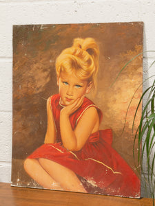 Little Girl in Red Dress Oil Painting