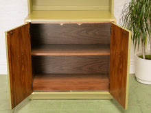 Load image into Gallery viewer, Vintage Olive Green Campaign Style Bookshelf/Hutch Cabinet
