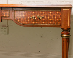 Early 19th Century Neoclassical Louis XVI Style Mahogany With Inlaid Satinwood &amp; Leather Top Writing Desk