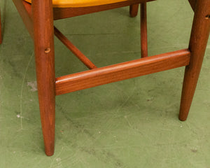 Restored Curved Back Walnut Dining Arm Chair