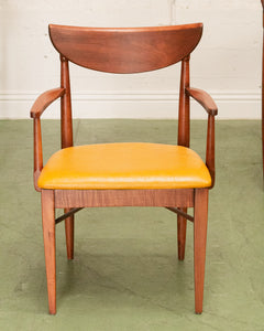 Restored Curved Back Walnut Dining Arm Chair